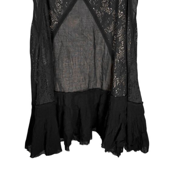 Free People Women's Black Angel Lace Dress Boho Trapeze Crochet Raw Hem Mini S - Picture 10 of 10